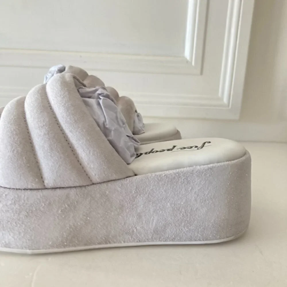 NWOT Free People Almost Paradise White Suede Platforms Sz 38.5